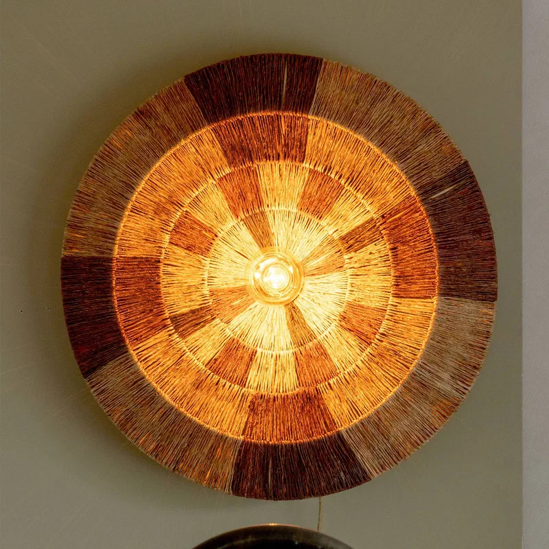 wandlamp Serengeti, Ø 60 cm, bruin, jute, stekker från Good&Mojo i Brun, Natur – produktbild 1 av 5