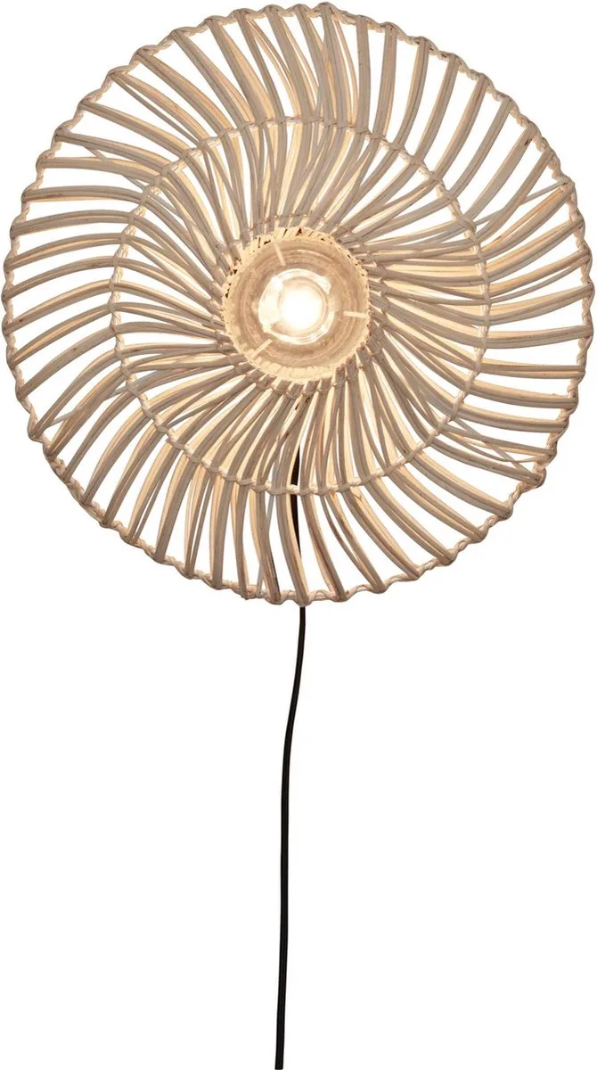Wandlamp Zanzibar - Rotan - Ø40cm - Binnen Modern de Good&Mojo en Blanc – photo produit