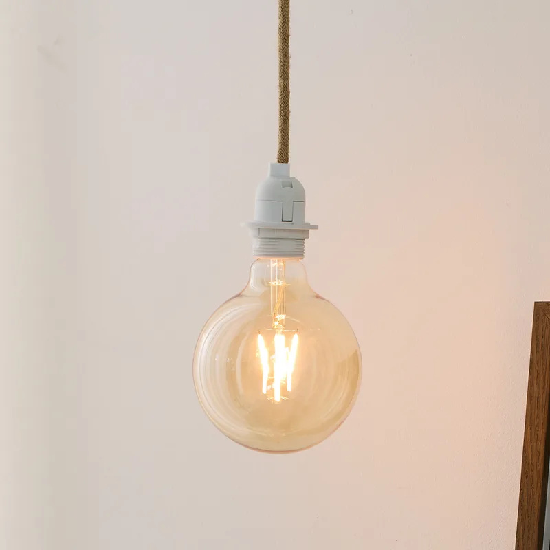 BASIC hanglamp, wit/bruin, Ø 8 cm, E27 de Halo Design – photo produit