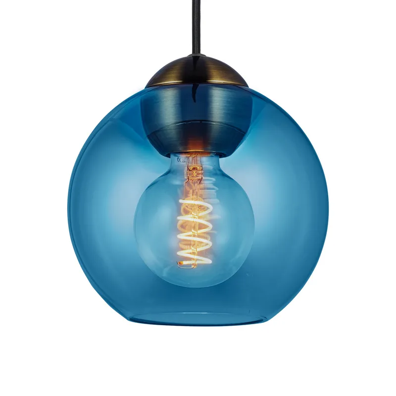 BUBBLES hanglamp, blauw, Ø 18 cm, glas, E27 de Halo Design – photo produit