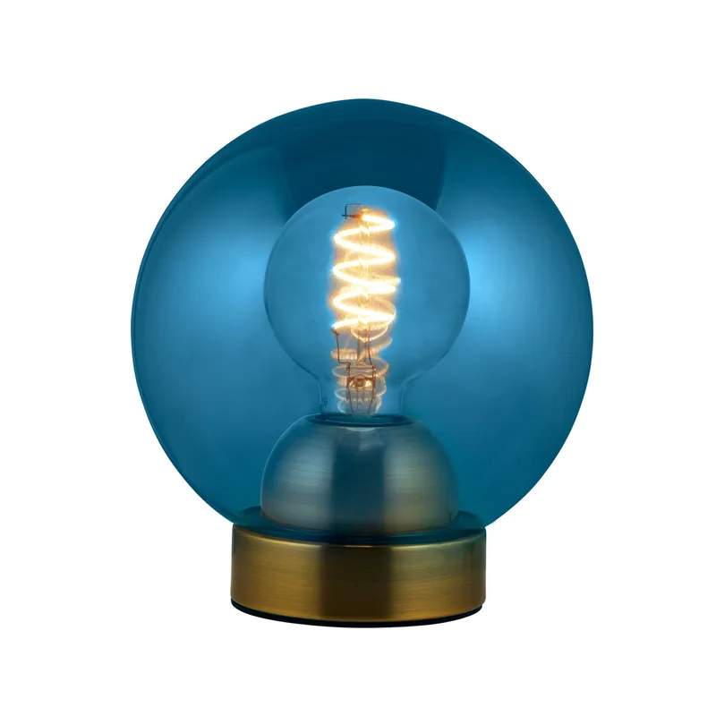 BUBBLES tafellamp, blauw, Ø 18 cm, glas, E27 von Halo Design – Produktfoto
