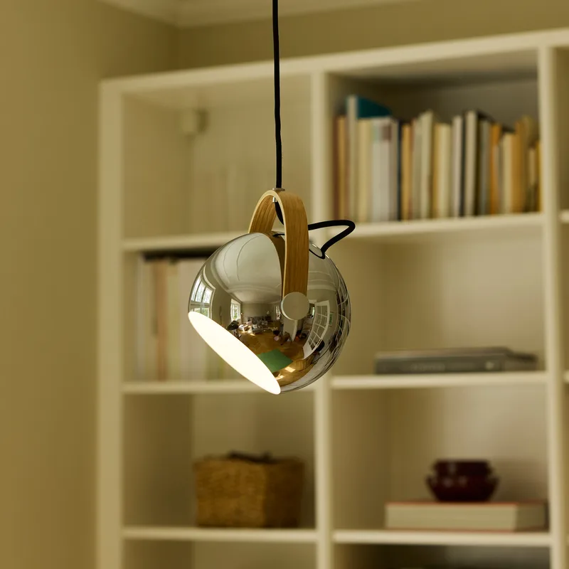 DC hanglamp, chroomkleurig, Ø 18 cm, metaal de Halo Design – photo produit
