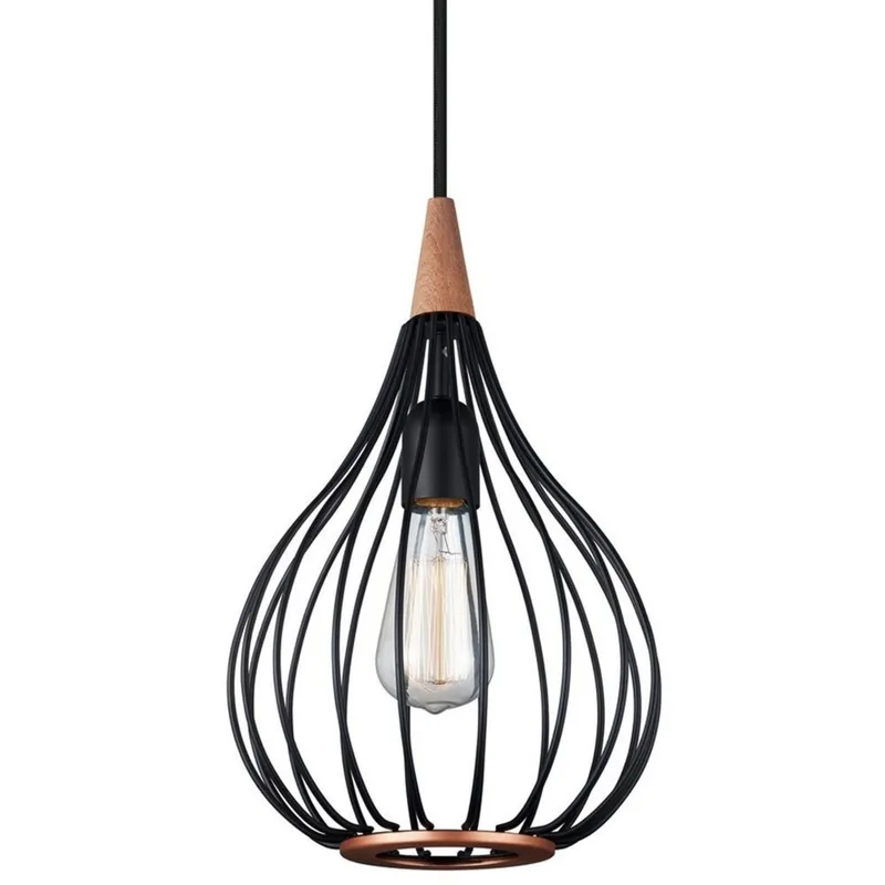 Drops Hanglamp Ø23 Black/Dark Wood- Halo Design - Eetkamer - Metaal från Halo Design – produktbild
