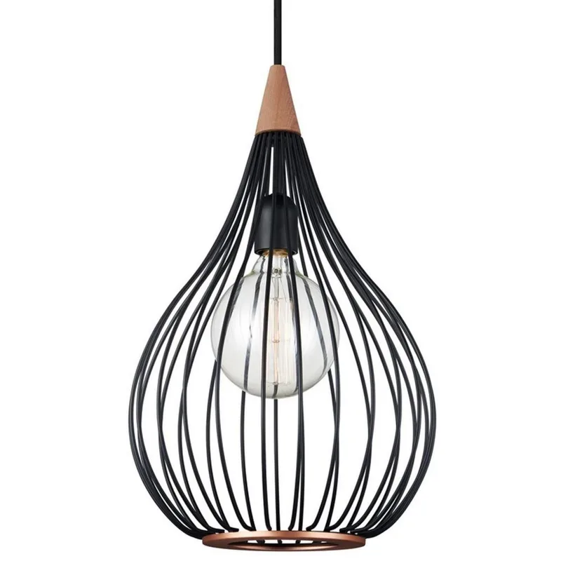 Drops Hanglamp Ø30 Black/Dark Wood de Halo Design – photo produit