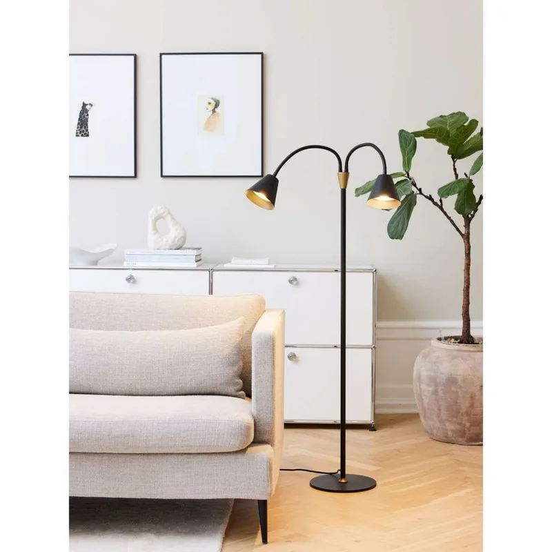 Hygge vloerlamp, zwart, 2-lamps, hoogte 135 cm de Halo Design – photo produit