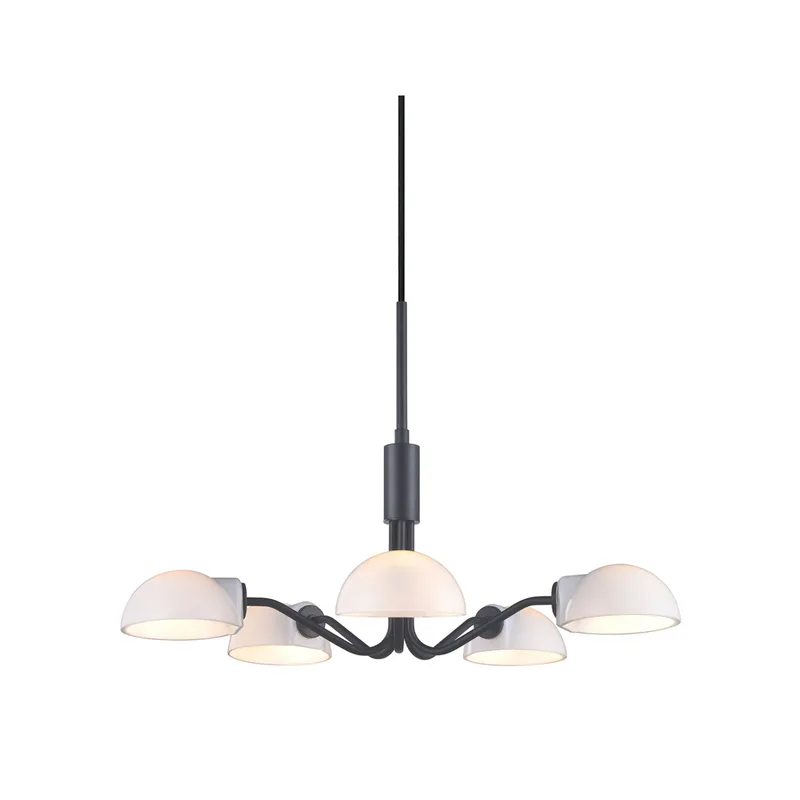 Kjøbenhavn kroonluchter, zwart/opaal, Ø 50 cm de Halo Design – photo produit