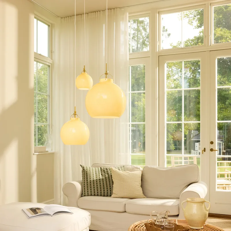 TOSCANA hanglamp, crème, Ø 27 cm, glas de Halo Design – photo produit
