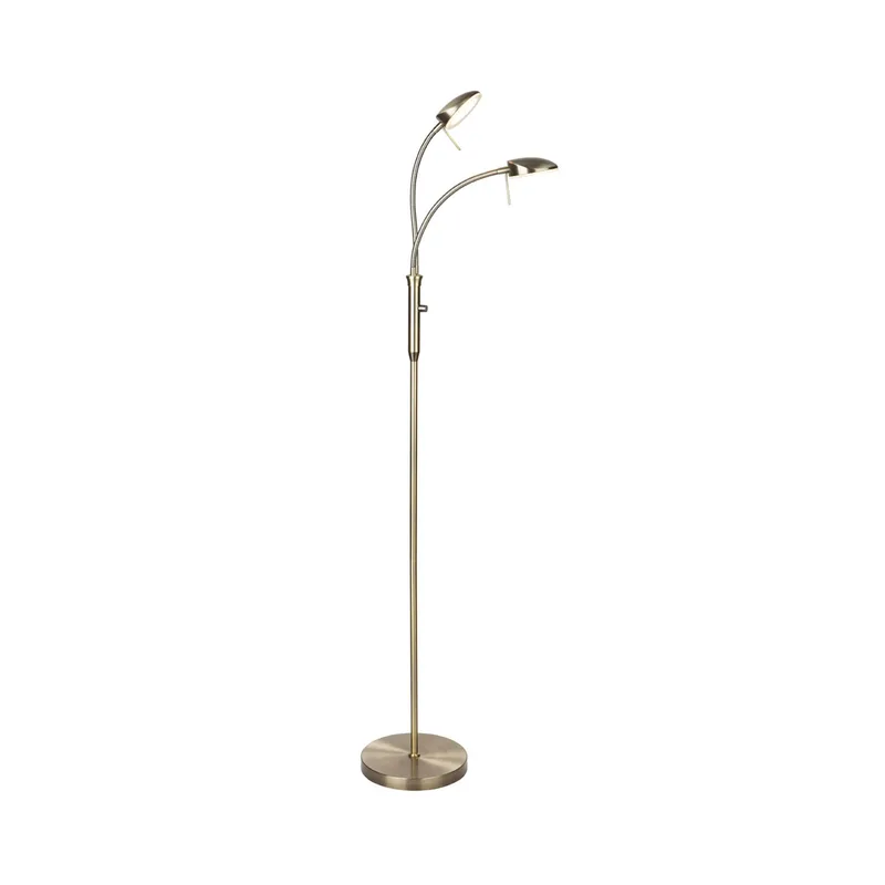 VEGAS LED vloerlamp, oud messing, 140 cm, 2-lamps de Halo Design – photo produit