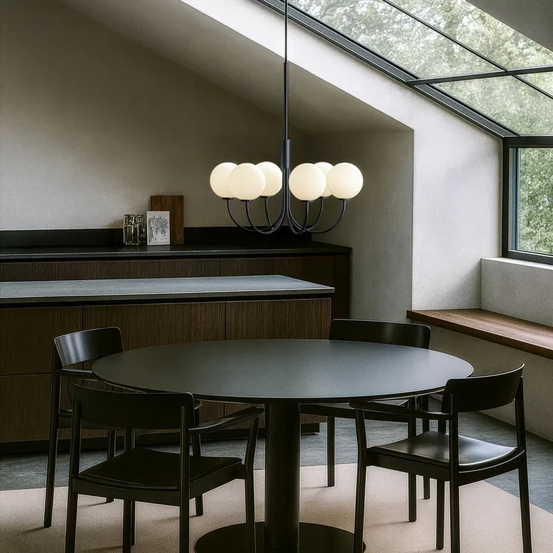 BALLON kroonluchter, zwart, Ø 60 cm, 6-lamps fra Herstal – produktbillede