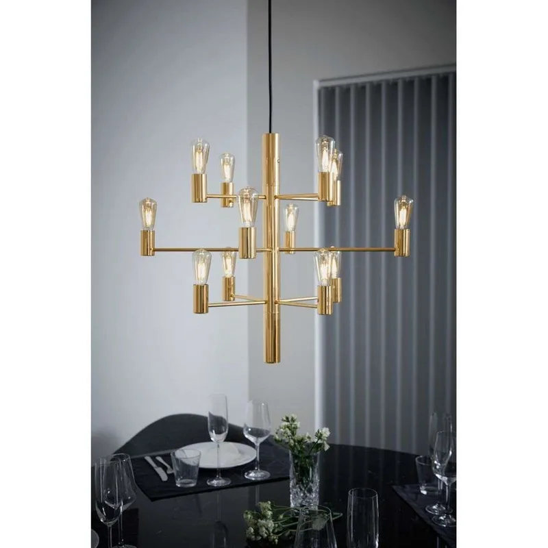 Lustre Manola 12 lumières Satin brass de Herstal – photo produit