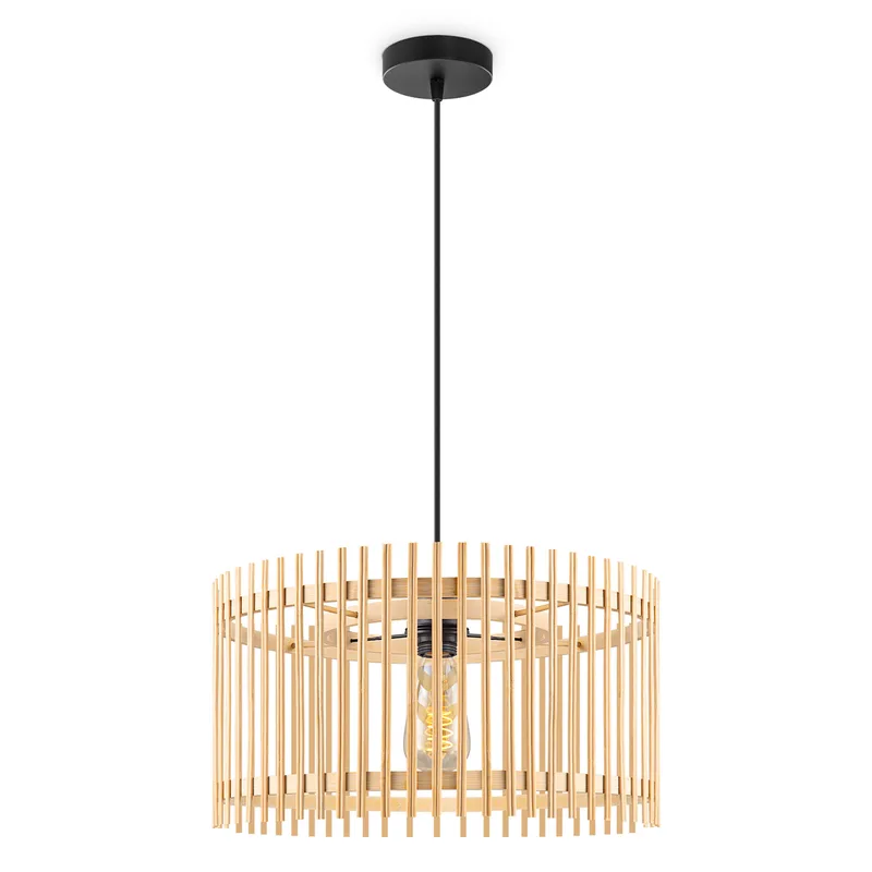 Boheemse Hanglamp - Bamboe Lampenkap - Rond - Beige - Ø40 x 126 cm - E27 fitting - Ontworpen voor gebruik in slaapkamers en werkruimtes - Inclusief 1 meter kabel van Home Sweet Home – productfoto