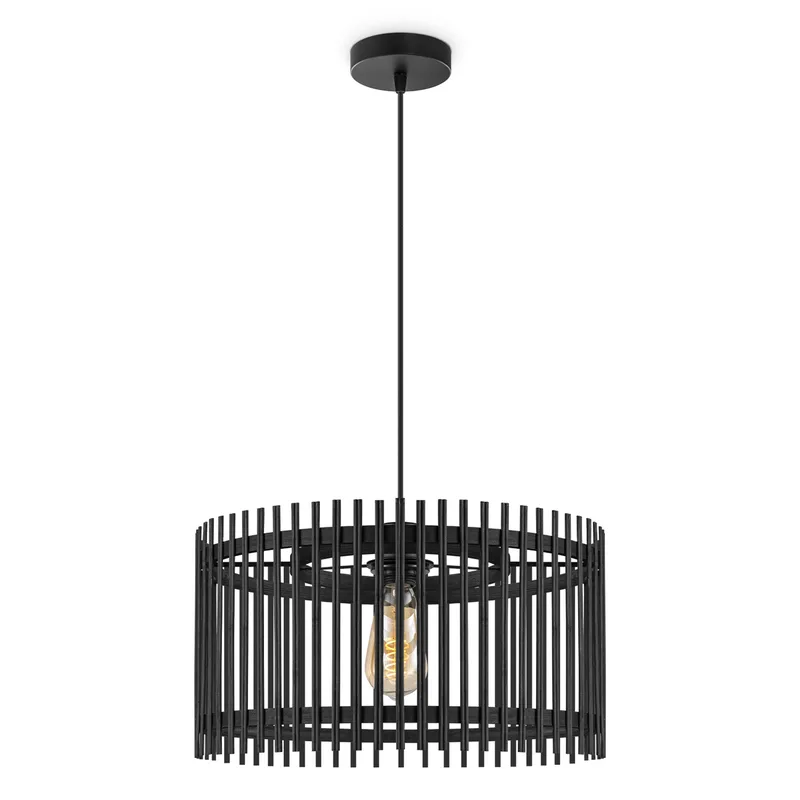 Boheemse Hanglamp - Bamboe Lampenkap - Rond - Zwart - Ø40 x 126 cm - E27 fitting - Ontworpen voor gebruik in slaapkamers en werkruimtes - Inclusief 1 meter kabel de Home Sweet Home – photo produit