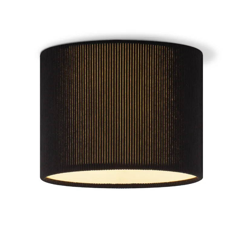 Corduroy Plafondlamp - Cilinder - Black - Scandinavische stijl - ø22 x 17 cm - E27 Fitting - Geschikt voor Woonkamers en slaapkamers van Home Sweet Home in Zwart – productfoto