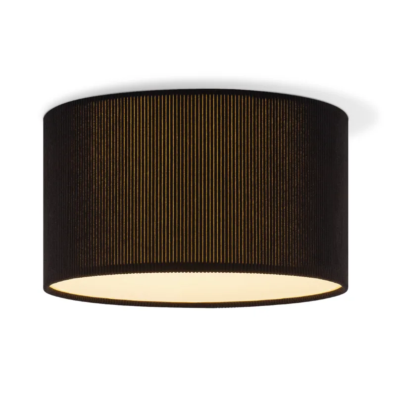Corduroy Plafondlamp - Cilinder - Black - Scandinavische stijl - ø30 x 17 cm - E27 Fitting - Geschikt voor Woonkamers en slaapkamers de Home Sweet Home en Noir – photo produit