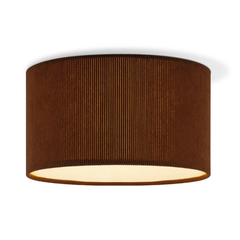 Corduroy Plafondlamp - Cilinder - Karamel - Scandinavische stijl - ø30 x 17 cm - E27 Fitting - Geschikt voor Woonkamers en slaapkamers de Home Sweet Home en Khaki – photo produit