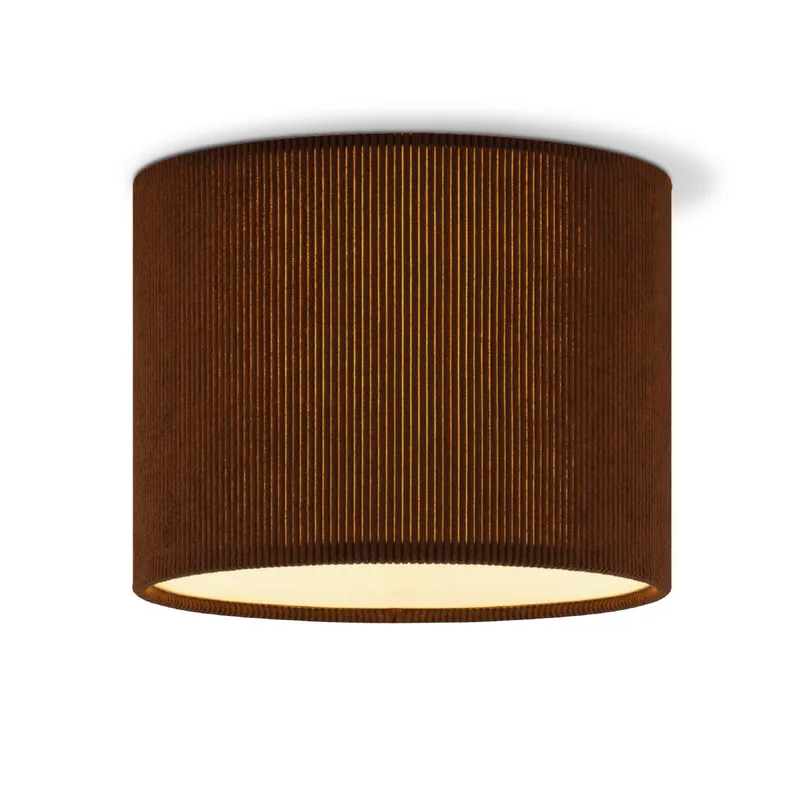 Corduroy Plafondlamp - Cilinder - Karamel - Scandinavische stijl - ø22 x 17 cm - E27 Fitting - Geschikt voor Woonkamers en slaapkamers de Home Sweet Home en Khaki – photo produit