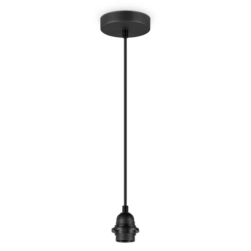Fabric Hanglamp - 10/10/230 cm - inclusief de zwarte hanger en stoffen snoer - Met E27 lamphouder - Voor Lampenkap met doorsnede max.55cm - Voor Slaapkamers en Woonkamers by Home Sweet Home – product photo