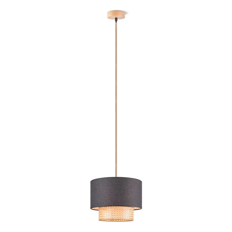 hanglamp Cane weave - linnen by Home Sweet Home in Black – product photo
