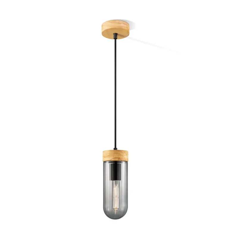 hanglamp Capri klein - hout/glas fra Home Sweet Home i Smoke – produktbillede