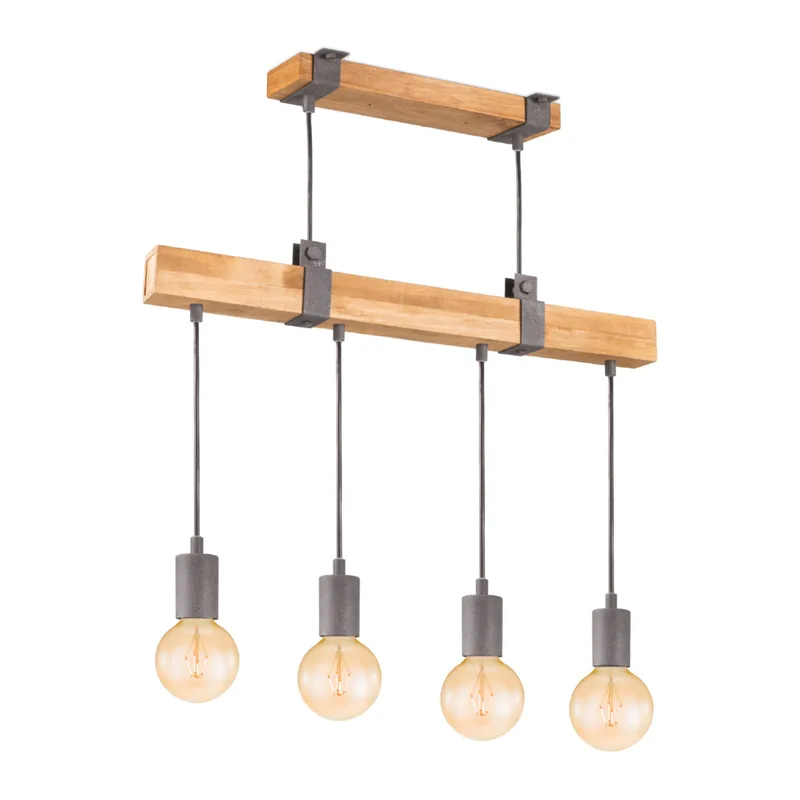 hanglamp Denton 4L - hout / burned metal de Home Sweet Home en Noir – photo produit