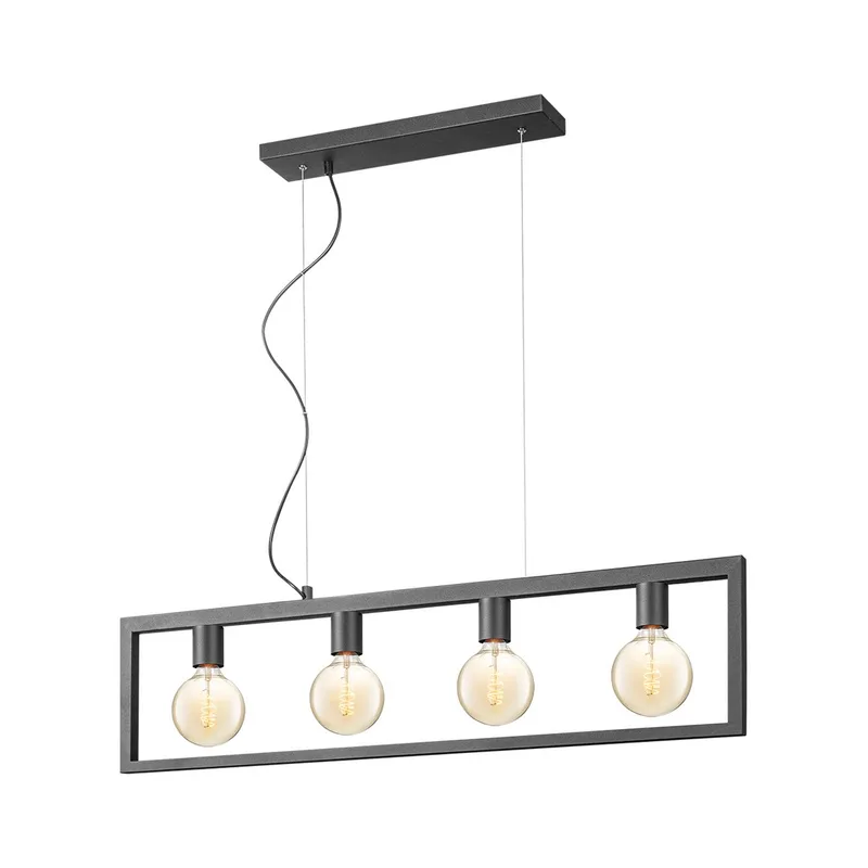 hanglamp Fito 4L rechthoek vlak by Home Sweet Home in Black – product photo