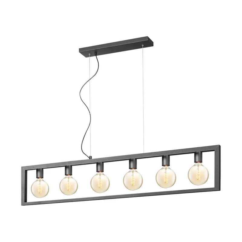 hanglamp Fito 6L rechthoek vlak van Home Sweet Home in Zwart – productfoto