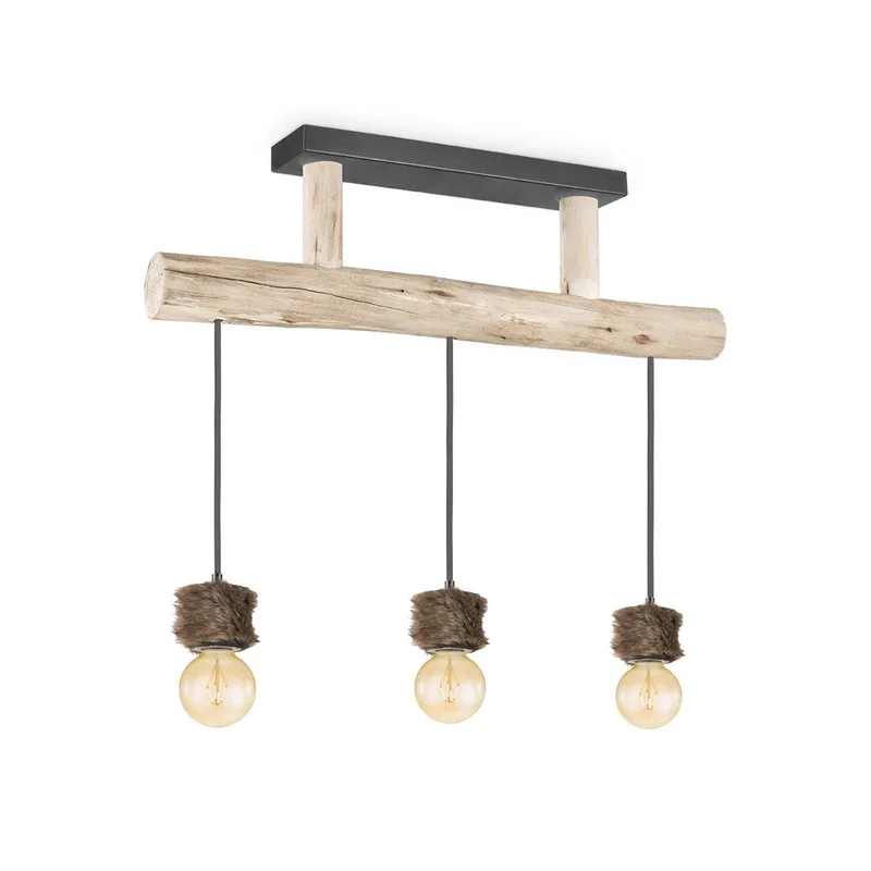 hanglamp Furdy - 3 lichts - hout van Home Sweet Home in Bruin – productfoto