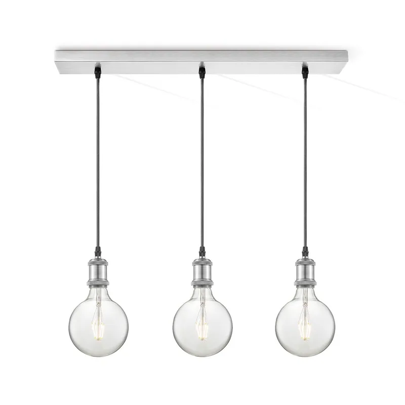 hanglamp pendel Vintage 3L Beam - mat staal by Home Sweet Home in Silver, Rvs – product photo