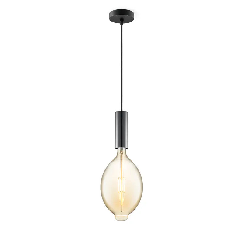 hanglamp Saga zwart Oval de Home Sweet Home en Amber – photo produit