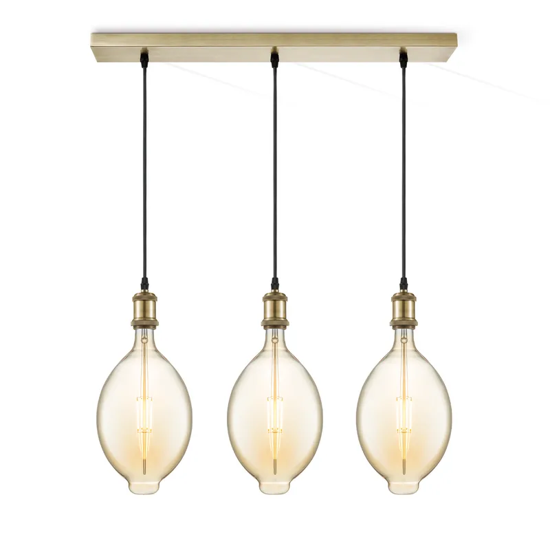 hanglamp Vintage 3L Beam Oval - amber de Home Sweet Home en Bronze – photo produit