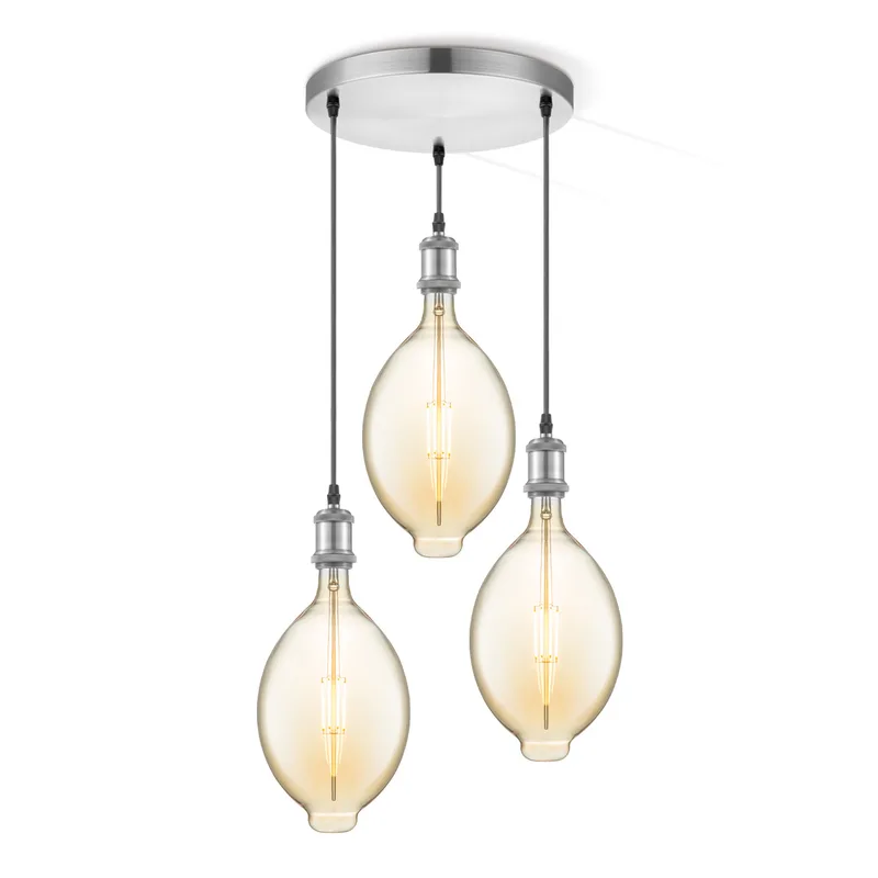 hanglamp Vintage 3L Oval - amber by Home Sweet Home in Silver, Rvs – product photo