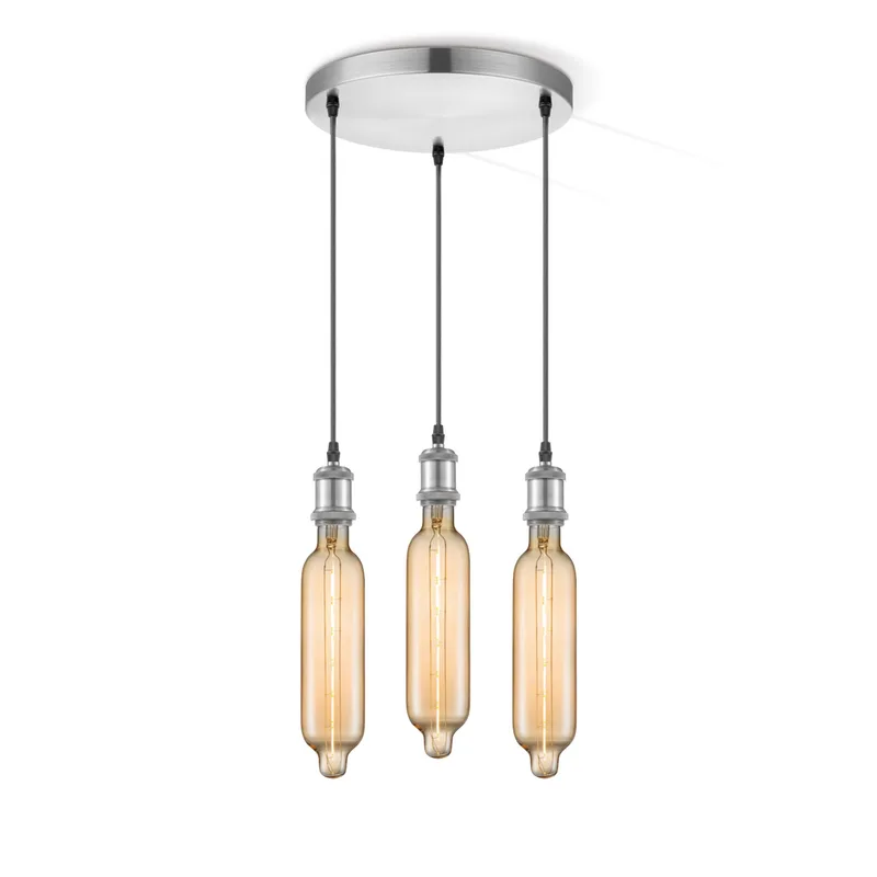 hanglamp Vintage 3L Tube - amber de Home Sweet Home en Argent, Rvs – photo produit