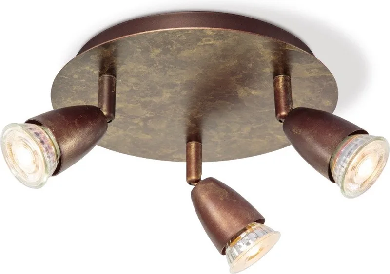 Klassieke LED Opbouwspot Curl - 22/22/13.5 - 3 lichts plafondspot - Dimbaar - inclusief LED lichtbron - GU10 fitting - 5W by Home Sweet Home in Bronze – product photo