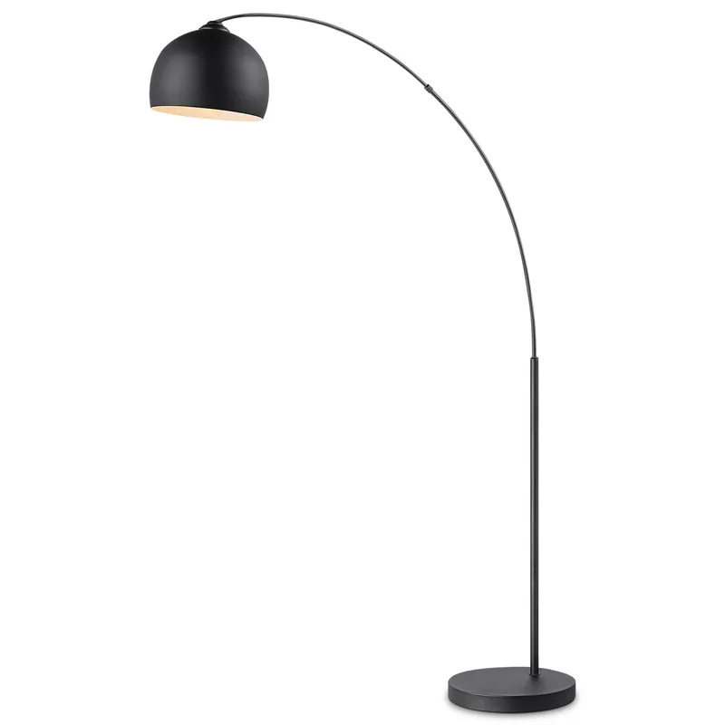 Klassieke metalen Booglamp - Staande Lamp met Lampkenkap - Zwarte - 109/31.5/172cm - Inclusief LED E27 Lichtbron 9W 806Lm - met Voetschakelaar - voor Slaapkamers en Thuiskantoren från Home Sweet Home i Svart – produktbild