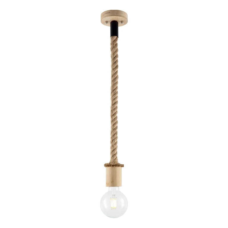 Landelijke Hanglamp Leonardo - hanglamp gemaakt van Touw - 11/11/115cm - geschikt voor E27 LED lichtbron - Pendellamp geschikt voor woonkamer, slaapkamer en keuken de Home Sweet Home en Beige – photo produit