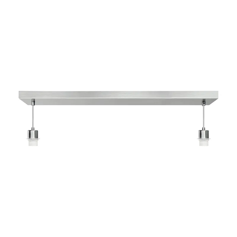 Metalen hanglamp – Matte satijna – 55/9,5/70-112,5 cm –2 lichtpunten - Geschikt voor E27 LED-lampen – Voor woonkamer, eetkamer by Home Sweet Home in Silver – product photo