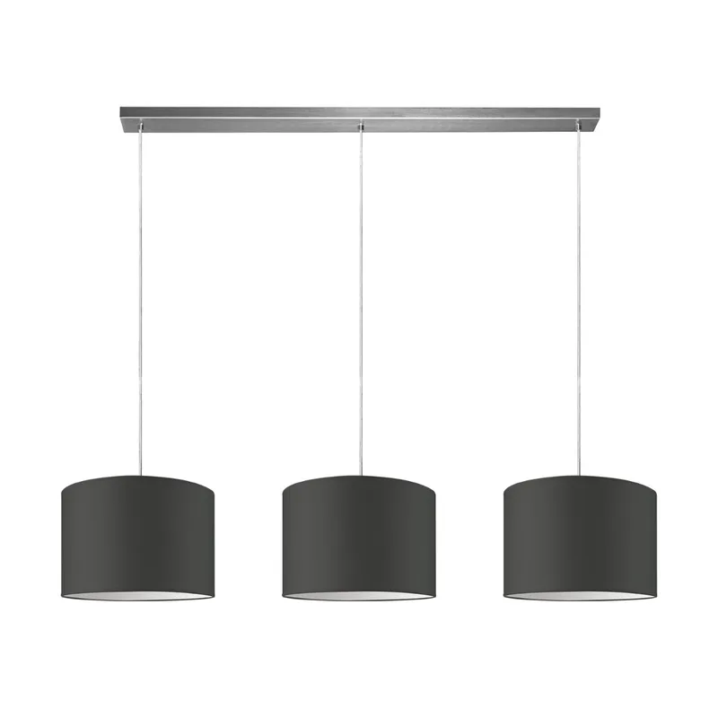 Moderne hanglamp Bling - antraciet - verlichtingspendel Beam inclusief 3 lampenkappen lampenkap 30/30/20cm - pendel lengte 100 cm - geschikt voor E27 LED lamp - Pendellamp geschikt voor woonkamer, slaapkamer, keuken von Home Sweet Home in Dunkelgrau – Produktfoto