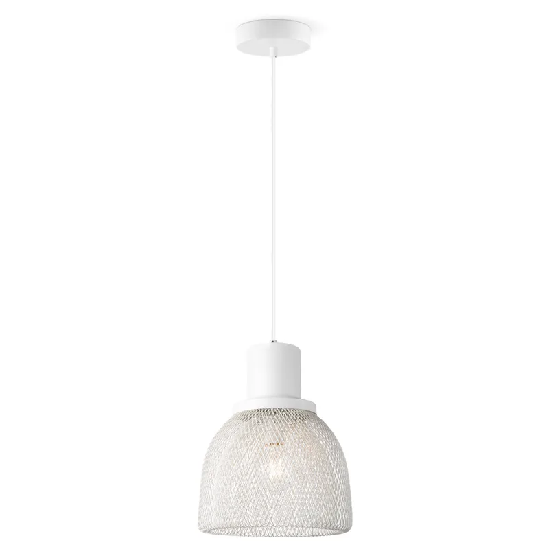 Moderne Hanglamp Mesh - 29/29/154cm - hanglamp gemaakt van Metaal - geschikt voor E27 LED lichtbron - Pendellamp geschikt voor woonkamer, slaapkamer en keuken fra Home Sweet Home i Hvid – produktbillede