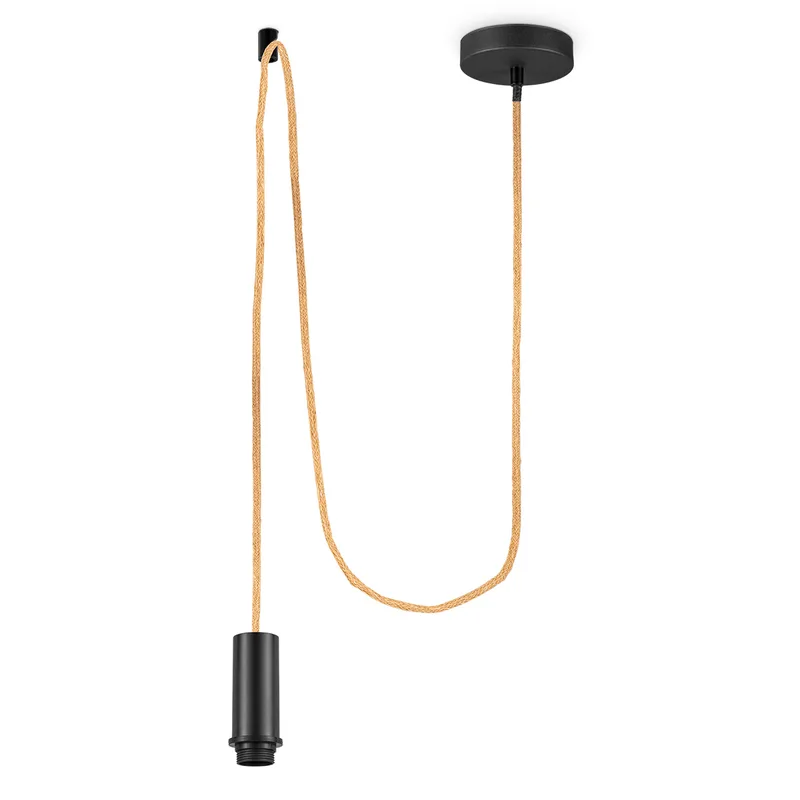 Moderne Hanglamp - Twine - 10/10/230 cm - Plafondkap in Zwart Metaal - set met E27 Lampfittingen - voor Lampenkap met doorsnede max.55cm - voor Slaapkamer en Woonkamer von Home Sweet Home – Produktfoto
