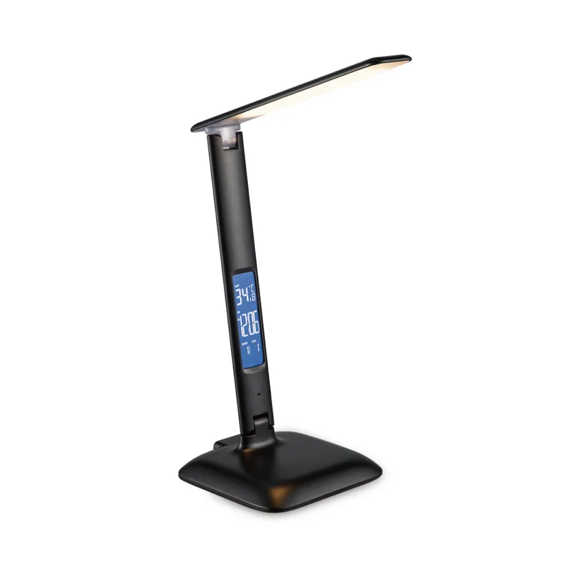 Moderne Led Bureaulamp Clock - 26/15/33.5cm - verstelbare LED Leeslamp met schakelaar - LED geintegreerd - 6W CCT 820lm dimbaar - geschikt voor thuiskantoor, thuiswerkplek en werkruimte thuis by Home Sweet Home in Black – product photo