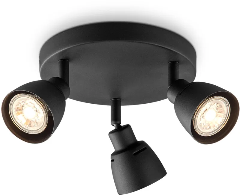Moderne LED Opbouwspot AKA - 19/19/13.5cm - 3 lightchts plafondspot - gemaakt van metaal - voor Woonkamer en Slaapkamer de Home Sweet Home en Noir – photo produit