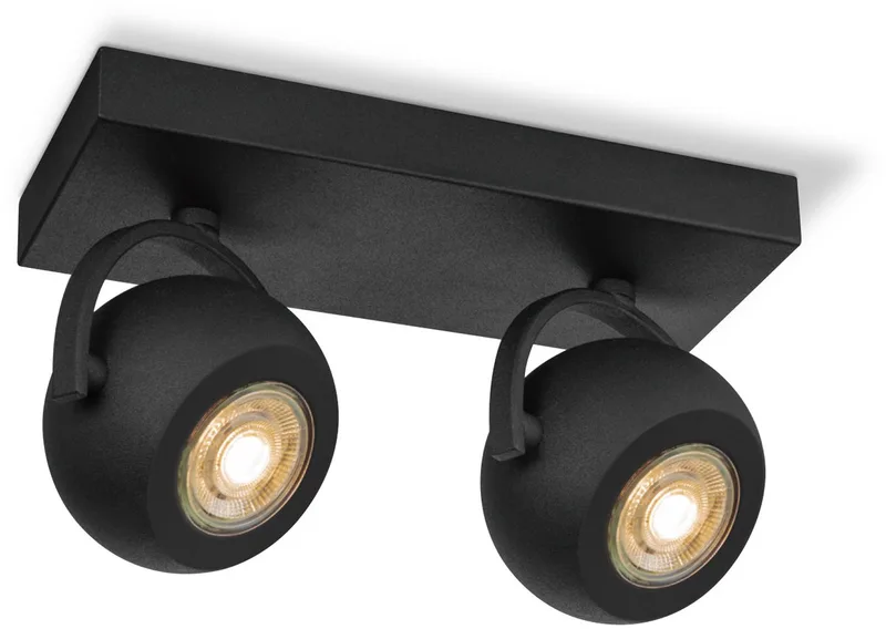 Moderne LED Opbouwspot Nop - 23/23/14cm - 2 lichts plafondspot - gemaakt van metaal - voor Woonkamer en Slaapkamer van Home Sweet Home in Zwart – productfoto