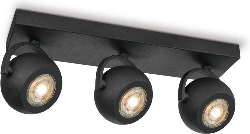 Moderne LED Opbouwspot Nop - 36.5/9.5/14cm - 3 lichts plafondspot - Dimbaar - inclusief LED lichtbron - GU10 fitting - 5W 390lm 3000K - warm wit licht - gemaakt van metaal fra Home Sweet Home i Sort – produktbillede