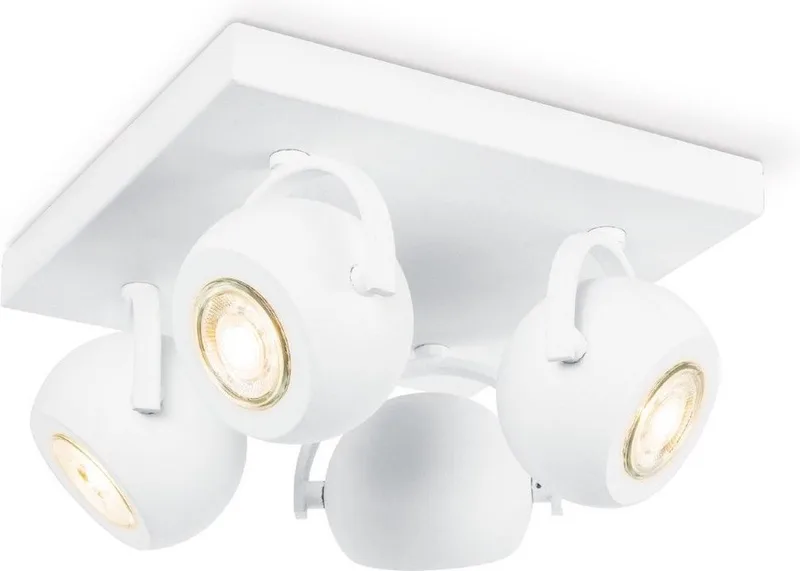 Moderne LED Opbouwspot Nop - Wit - 23/23/14cm - 4 lichts plafondspot - Dimbaar - inclusief LED lichtbron - GU10 fitting - 5W 390lm 3000K - warm wit licht - gemaakt van metaal von Home Sweet Home in Weiß – Produktfoto