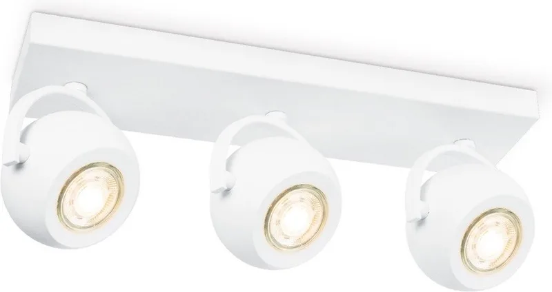 Moderne LED Opbouwspot Nop - Wit - 36.5/9.5/14cm - 3 lichts plafondspot - Dimbaar - inclusief LED lichtbron - GU10 fitting - 5W 390lm 3000K - warm wit licht - gemaakt van metaal von Home Sweet Home in Weiß – Produktfoto