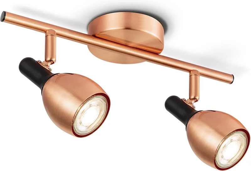 Moderne LED Opbouwspot Novi - 32/9.5/16cm - 2 lichts plafondspot - Dimbaar - inclusief LED lichtbron - GU10 fitting - 5W fra Home Sweet Home i Kobber – produktbillede