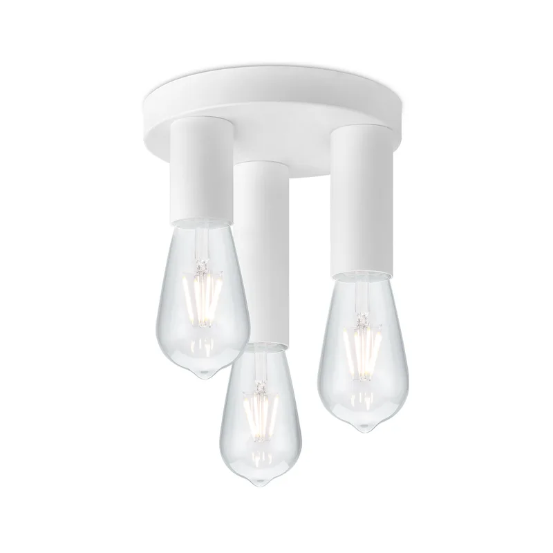 Moderne LED Plafondlamp Marna - Rond - 19/19/16.5cm - geschikt voor E27 fitting - 3 lichts Plafondlamp gemaakt van metaal by Home Sweet Home in White – product photo