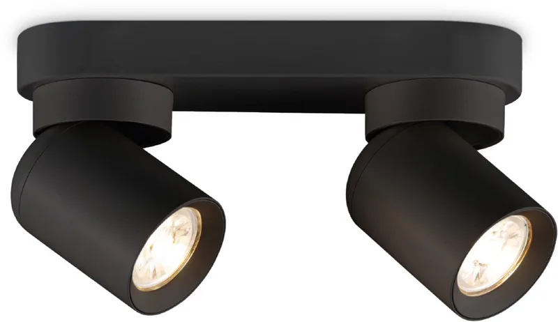 Moderne LED Rond Opbouwspot Swing - 22/10/10cm - 2 lichts plafondspot - gemaakt van metaal - voor Woonkamer en Slaapkamer by Home Sweet Home in Black – product photo
