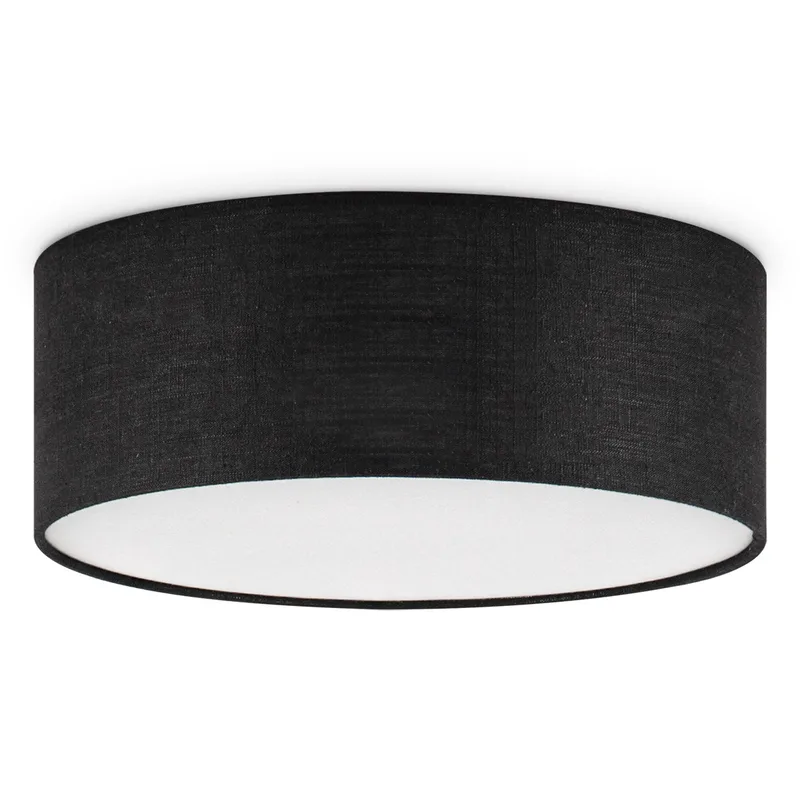Moderne Plafondlamp - Cilinder - Stoffen Lampenkap - Minimalistische stijl - ø32 x 12 cm - E27 fitting - Voor slaapkamers en woonkamers von Home Sweet Home in Schwarz – Produktfoto