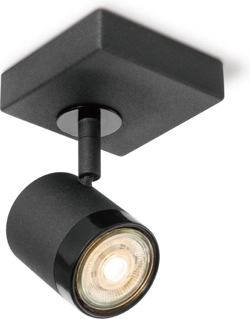Moderne Plafondspot Manu - Met GU10-fitting - Metaal - 9.5 x 9.5 x 15 cm - Voor woonkamer en slaapkamer - Lichtbron niet inbegrepen de Home Sweet Home en Noir – photo produit